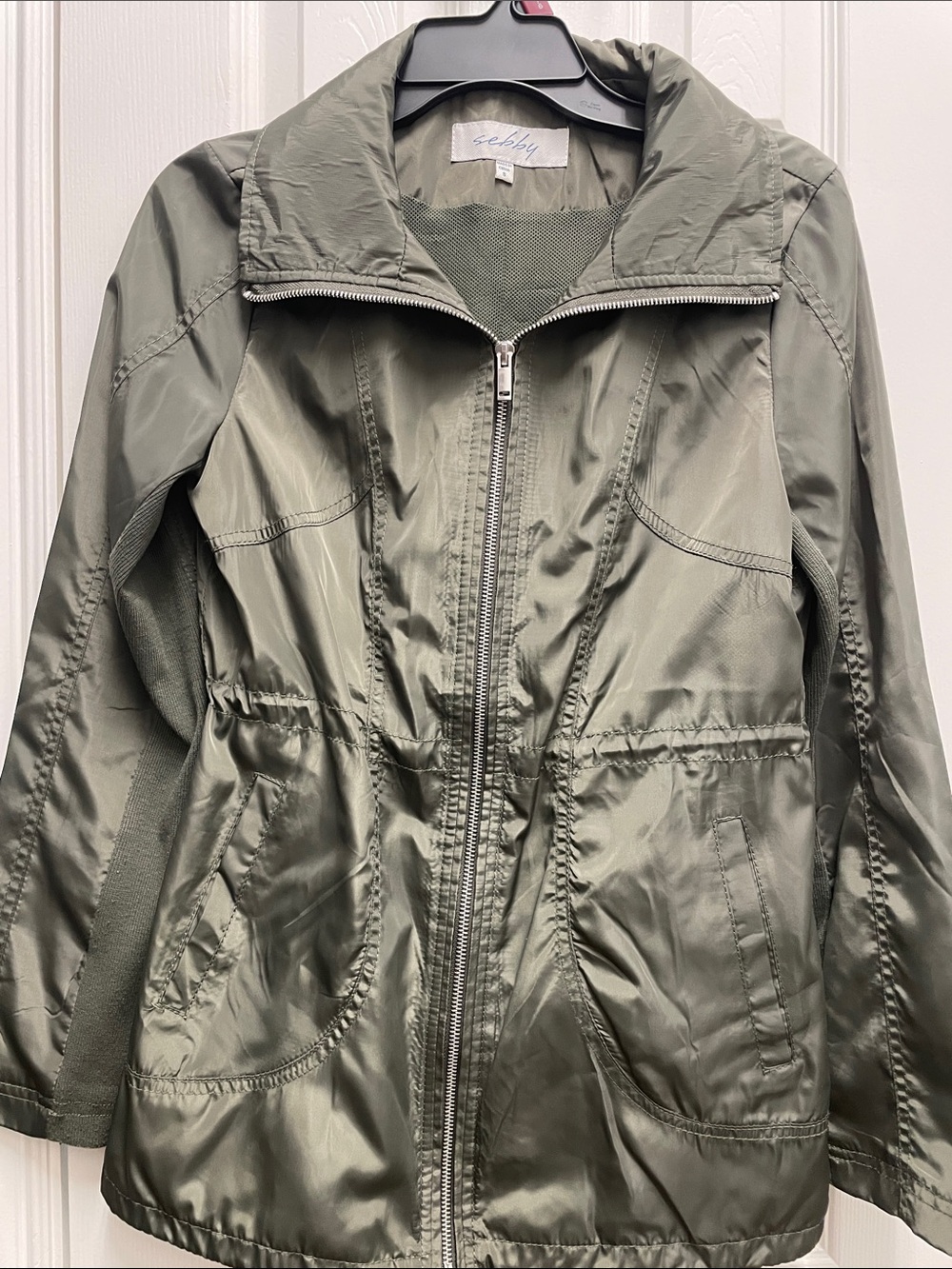Light Olive Utility Jacket with Drawstring Waist